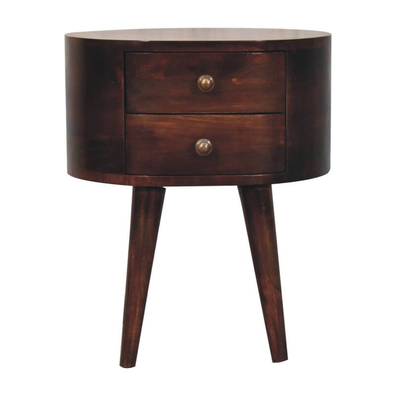 HomeRoots 21" Walnut Solid Wood Oval Two Drawer Nightstand