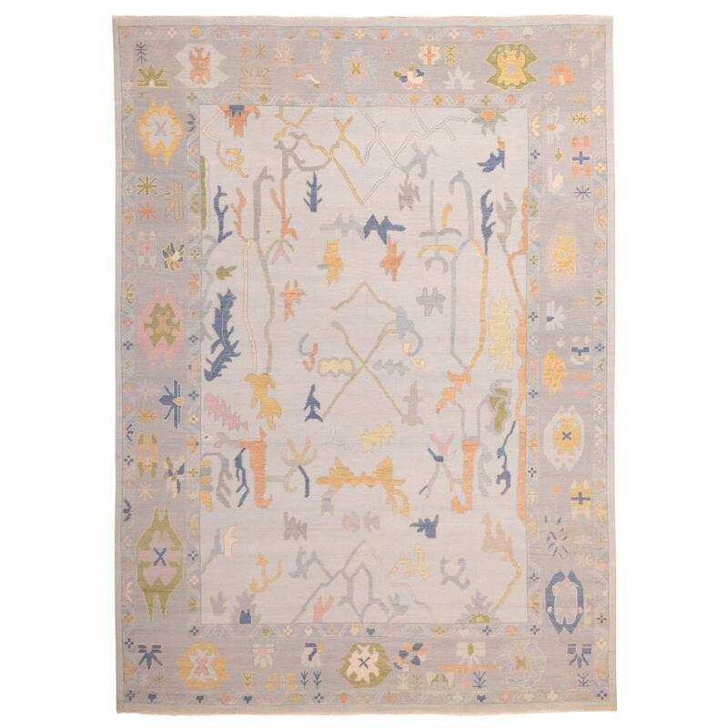 ECARPETGALLERY Hand-knotted Modern Oushak Light Blue, Light Grey Wool Rug - 10'0 x 13'9