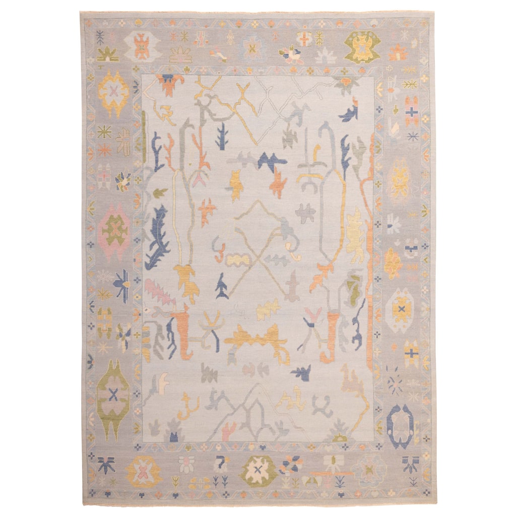 ECARPETGALLERY Hand-knotted Modern Oushak Light Blue, Light Grey Wool Rug - 10'0 x 13'9