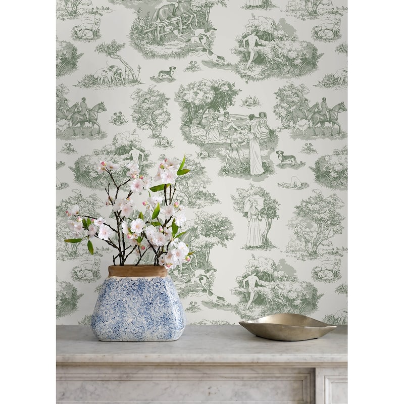 Rachel Antonoff Green The Chase Peel Stick Wallpaper