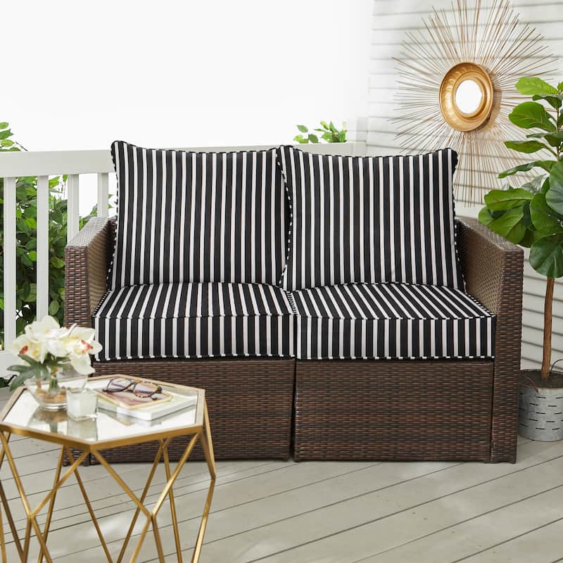 Sorra Home Sunbrella Outdoor Loveseat Pillow and Cushion Set