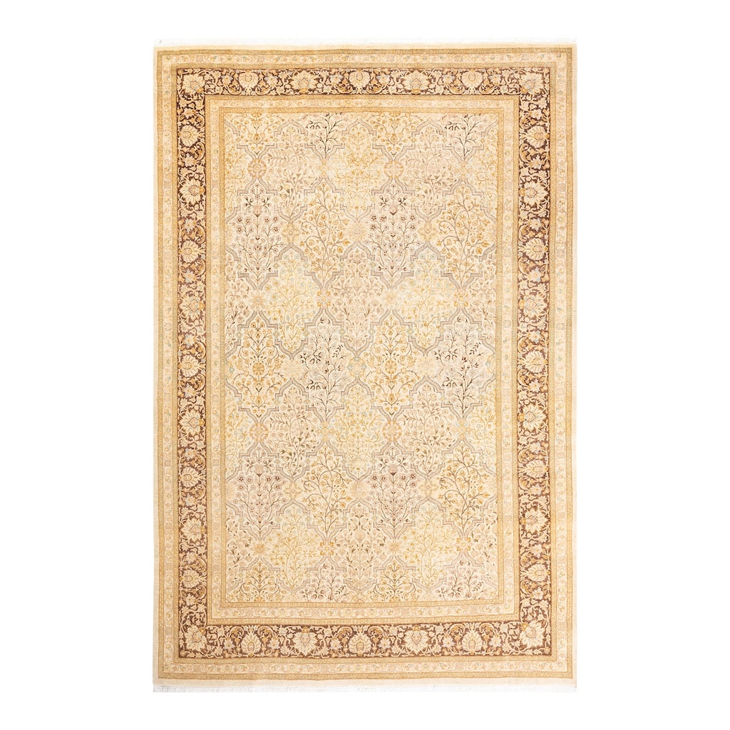 Overton Handknotted Wool Traditional Oriental Ivory Area Rug - 6' x 9'