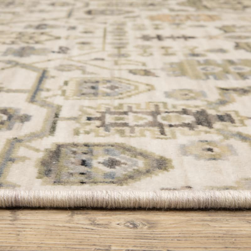 Adelaide Old World Nomadic Beige/ Gold Wool Blend Area Rug-