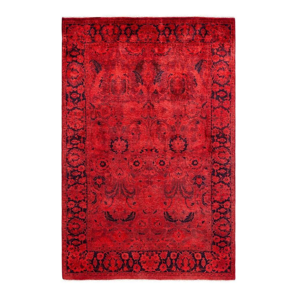 Contemporary Overdyed Wool Hand Knotted Area Rug - 4' 3" x 6' 2"
