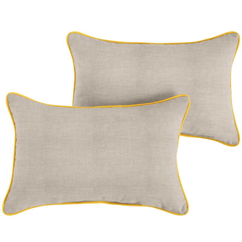 Sunbrella Cast Silver/ Sunflower Yellow Indoor/ Outdoor Pillows (Set of 2) - 14 in x 24 in
