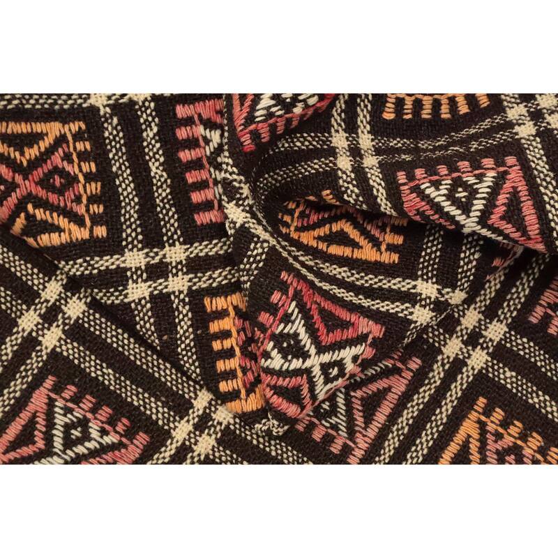 Hand Woven Oriental 100% Wool Carpet Southwestern Tribal Multi-Colored Kilim Runner Rug - 9' 1'' X 4' 2''