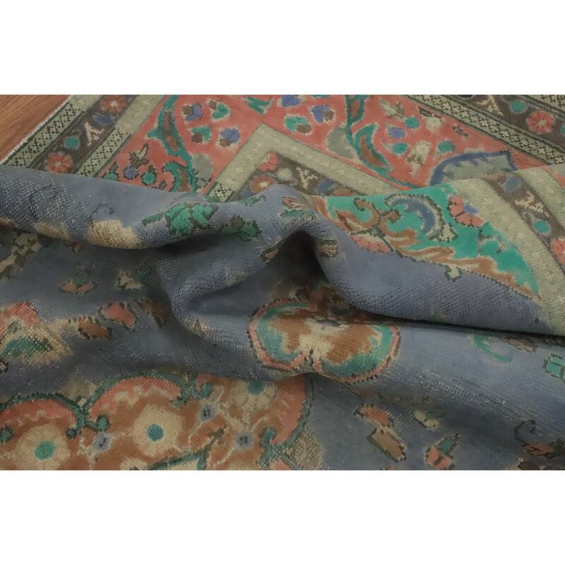 Hand Knotted Oriental 100% Wool Carpet Traditional Floral Purples Tabriz Area Rug - 9' 9'' X 6' 6''