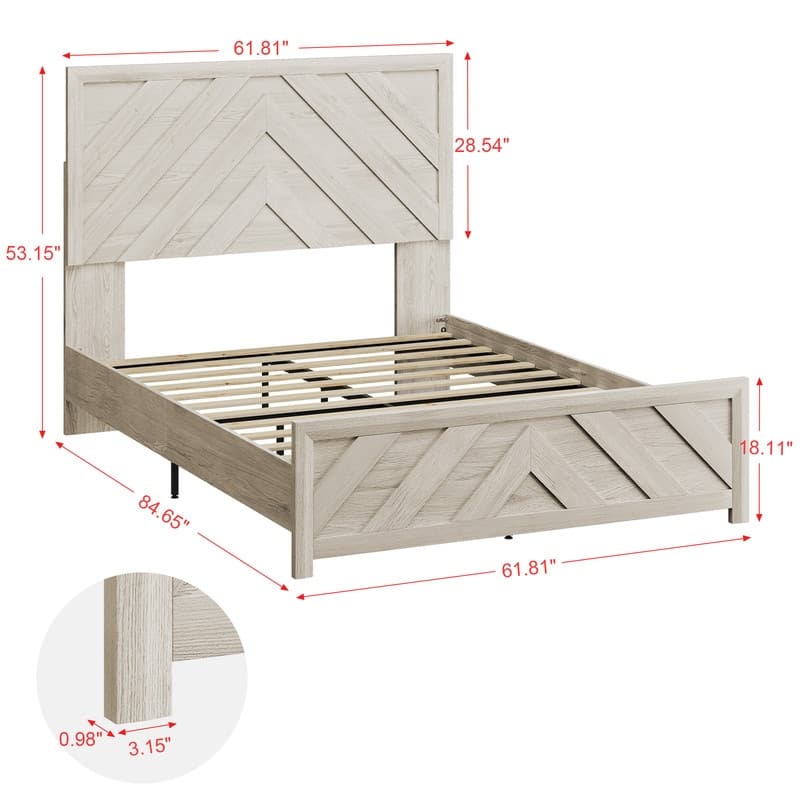 Modern MDF Bed Frame with Diagonal Striped Design