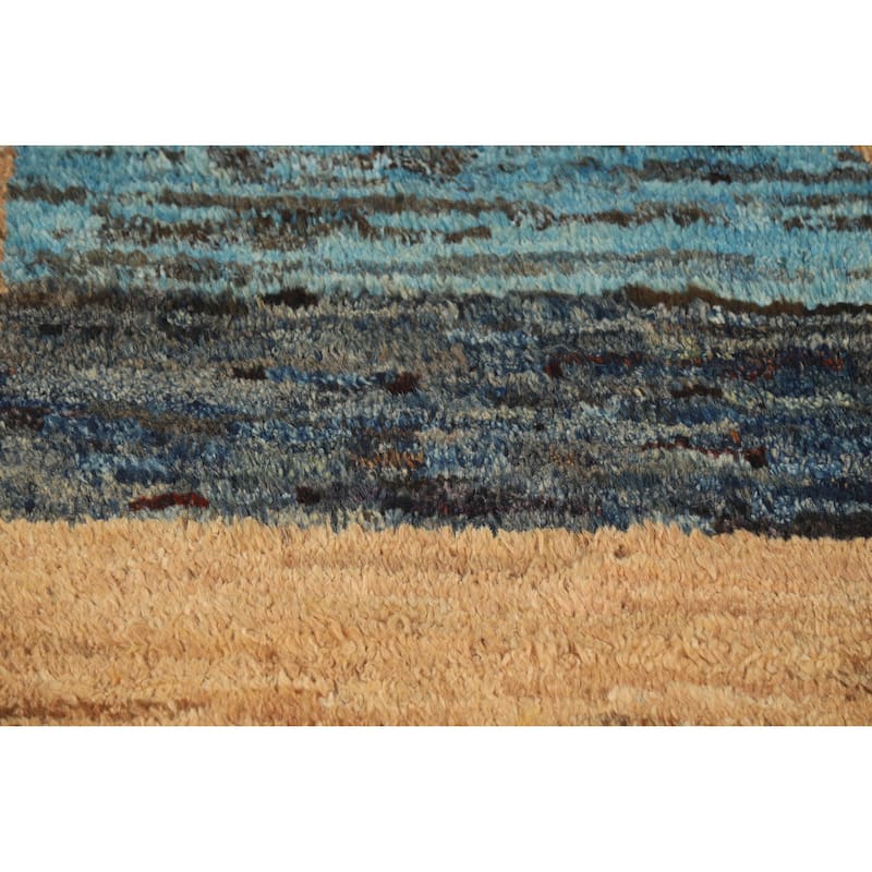 Tribal Moroccan Oriental Area Rug Hand-Knotted Orange Wool Carpet - 5'7" x 8'3"