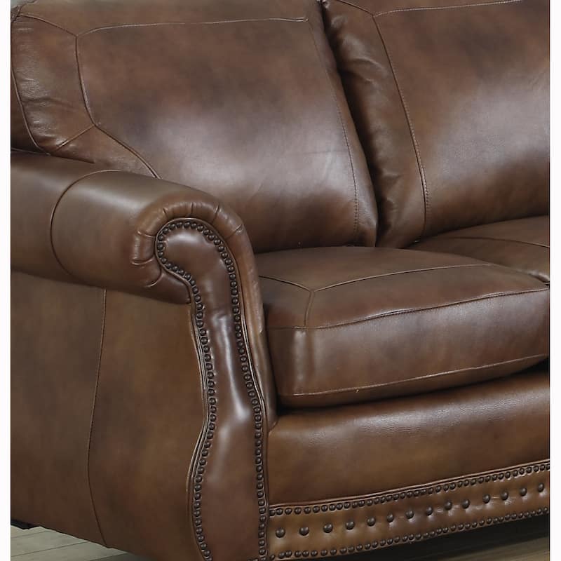 Sterling Cognac Brown Top Grain Italian Leather Loveseat - 39"H x 64"W x 39"D - 39"H x 64"W x 39"D
