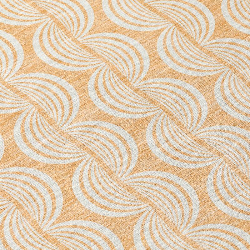 Machine Washable Indoor/ Outdoor Wavy Modern Chantille Rug