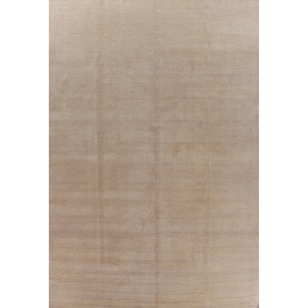 Hand Knotted Oriental 100% Wool Carpet Modern Solid Brown Gabbeh Area Rug - 14' 2'' X 10' 3''