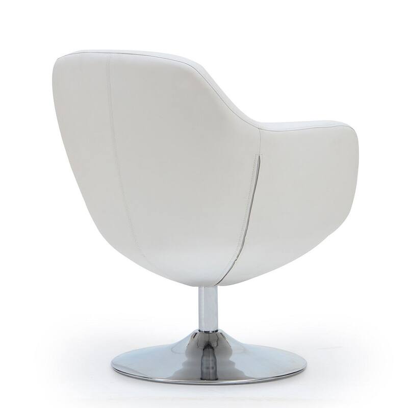 Manhattan Comfort Caisson Polished Chrome Faux Leather Swivel Accent Chair (Set of 2)