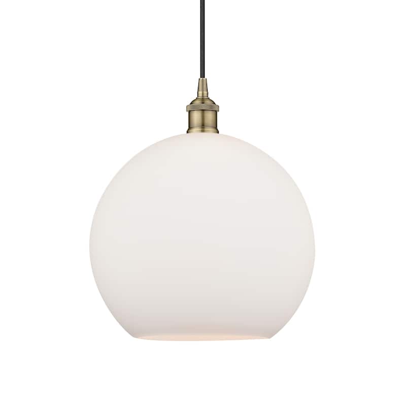 Innovations Lighting 616-1P-14-12 Athens Pendant Athens 12" Wide - Antique Brass / Matte White