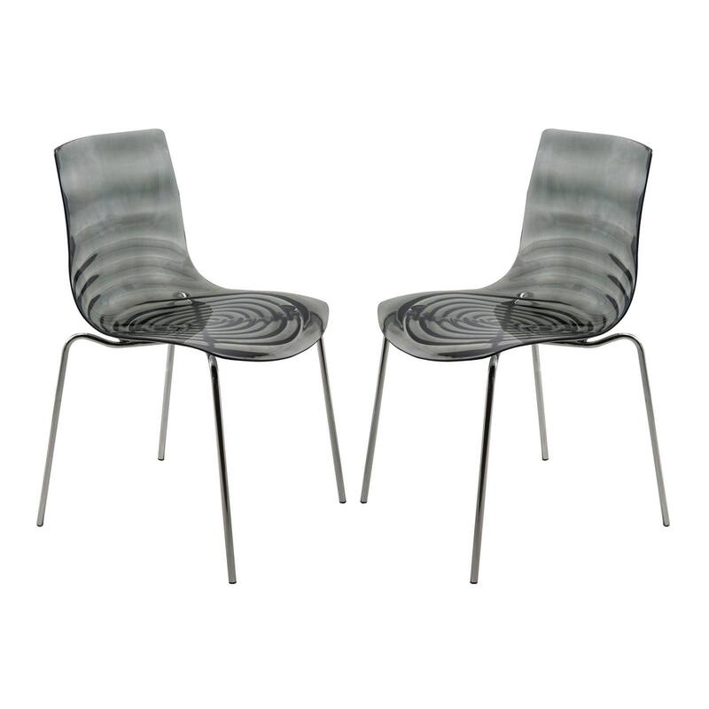 Astor Acrylic Dining Chair with Chrome Legs (Set of 2) Modern Accent Side Chair - Transparent Blue