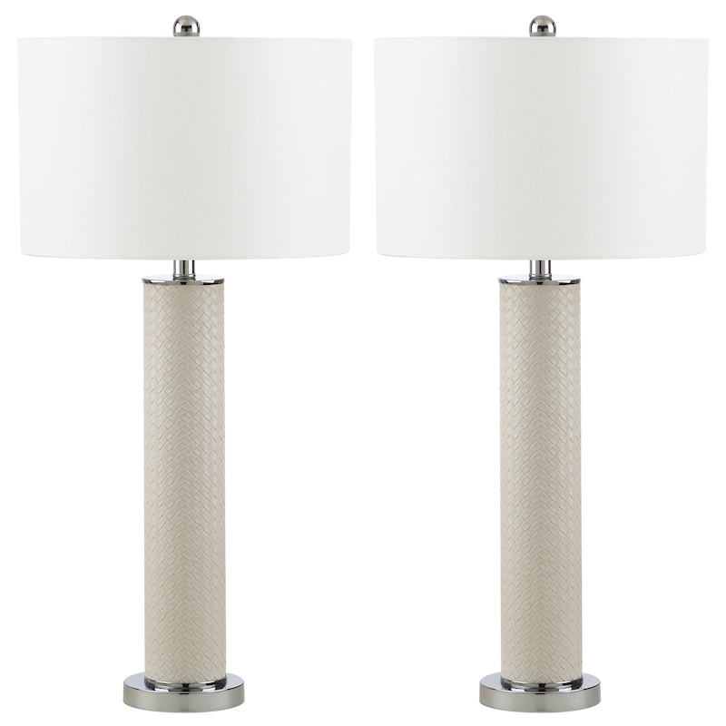 SAFAVIEH Lighting Tomika 32-inch Faux Alligator Grey Table Lamp (Set of 2) - 15"x15"x31.5" - 15Wx15Dx32H