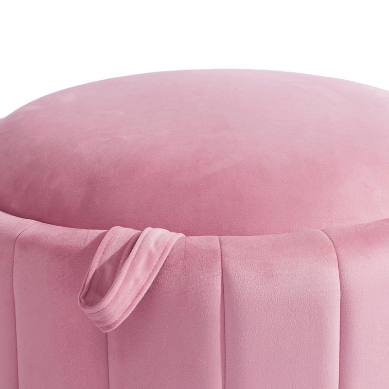 29" Modern Velvet Round Storage Ottoman