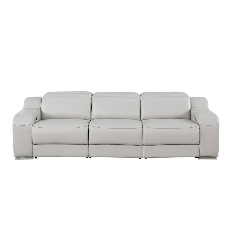 HomeRoots 103" Black Italian Leather Reclining USB Sofa