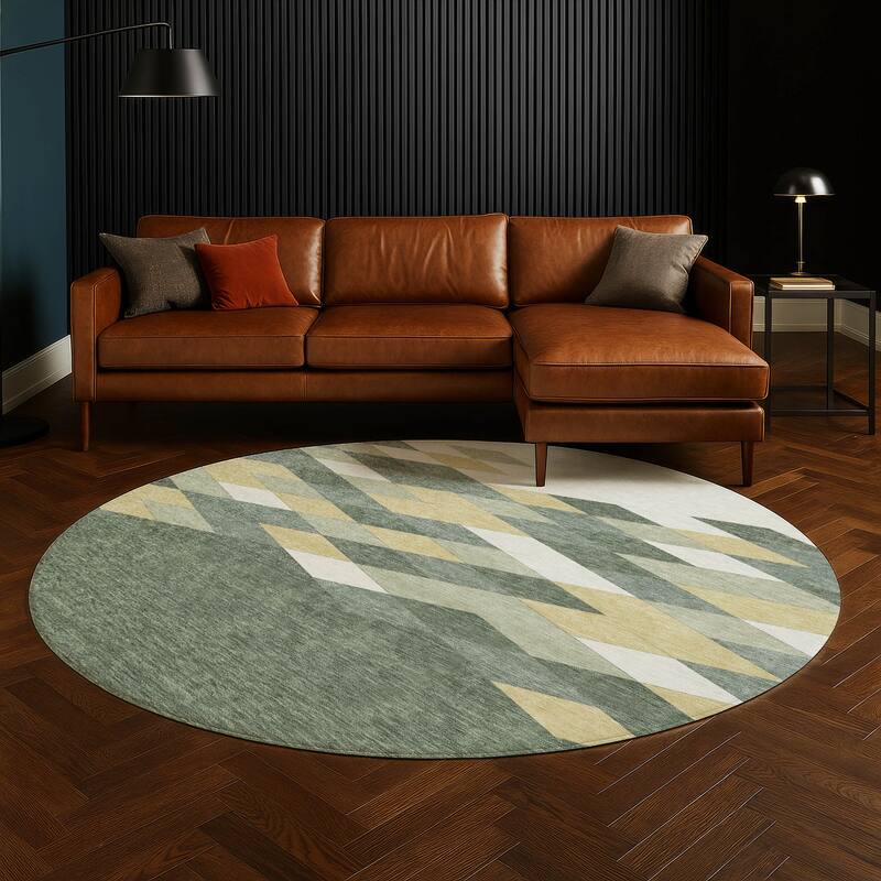 Machine Washable Indoor/ Outdoor Modern Avo Chantille Rug