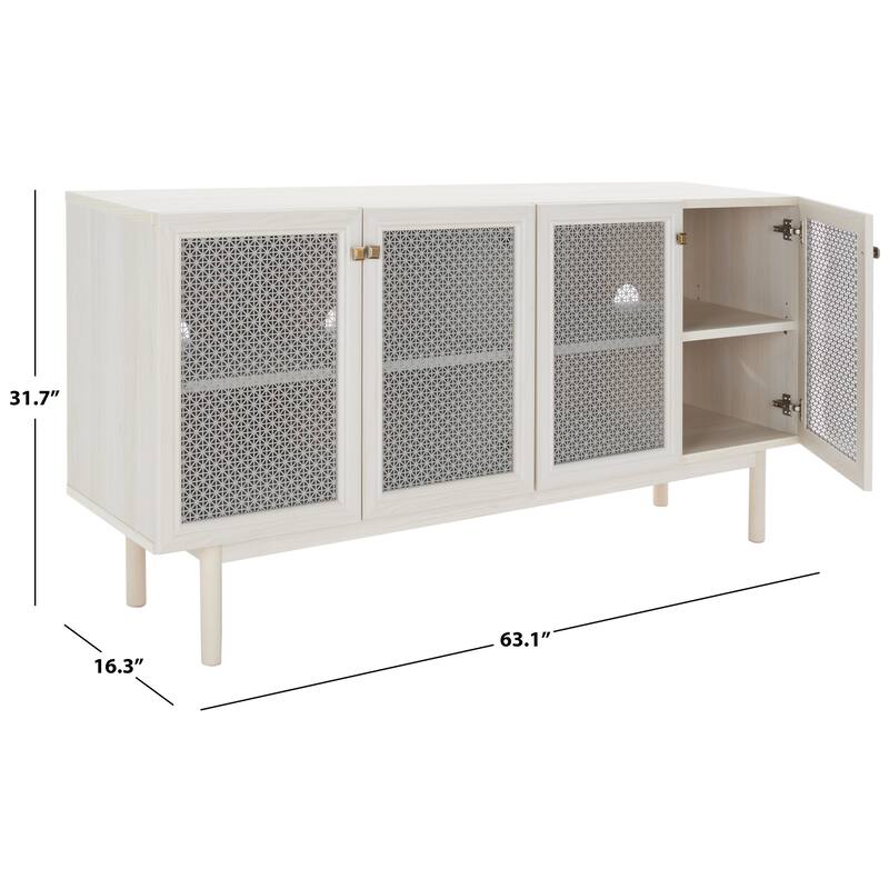 SAFAVIEH Home Piran 63-inch 4 Door 2 Shelf Media Stand. - 63"Wx16"Dx32"H
