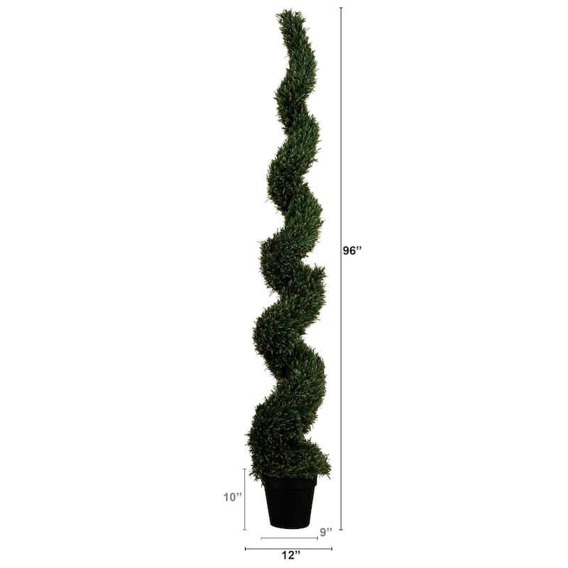 Spiral Rosemary Outdoor Artificial Topiary with Planter - 8'