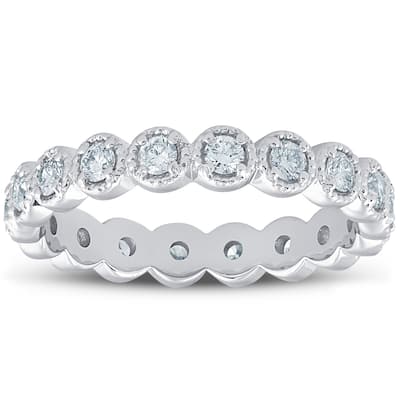 3/4ct Staclable Diamond Wedding Vintage Eternity Ring White Gold