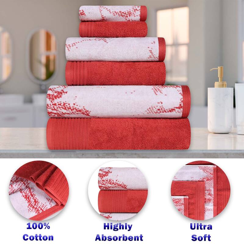 Superior Cotton Quick-Drying Solid and Marble 8 Piece Towel Set