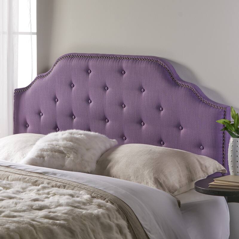 Roomfitters Adjustable Fabric Headboard for Queen and Full Size Bed with Nailhead Trim