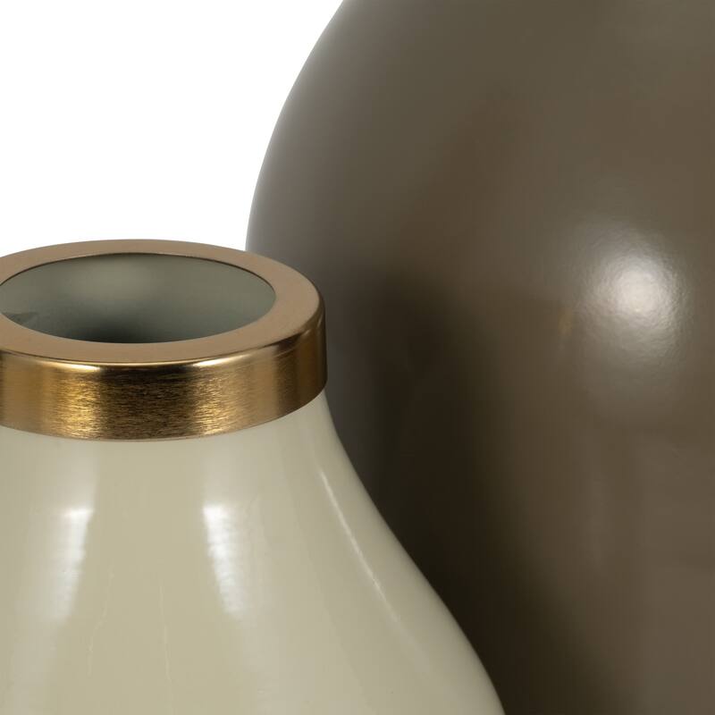 Metal Bottle Vases Set of 3 - Red/Orange, 7/9/12 in.