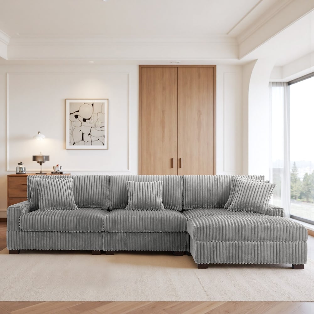 118.3" W Upholstered Sectional Modular Sofa with Ottoman