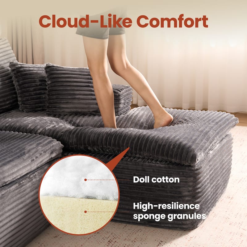OVIOS No-Assembly L-Shaped Chaise Sofa