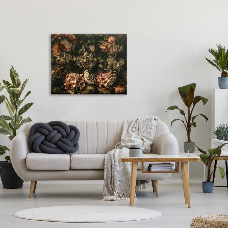 Stupell Dark Moody Floral Botanical Closeup Detailed Design Canvas Wall Art