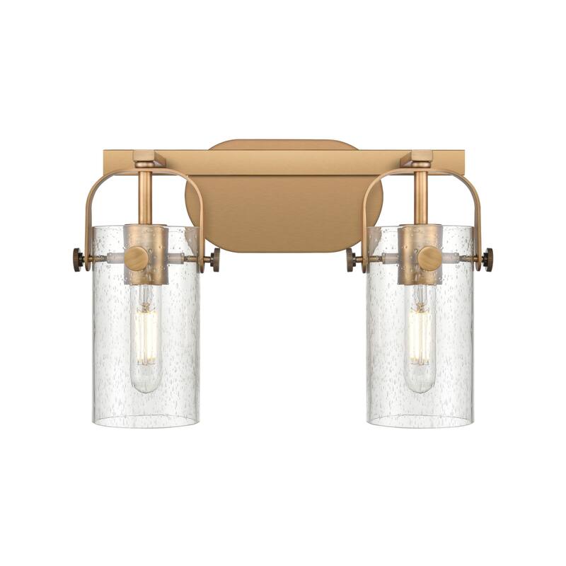 Innovations Lighting 423-2W-10-15 Pilaster II Cylinder Vanity Pilaster - Brushed Brass / Seedy