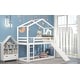 preview thumbnail 31 of 46, Twin Over Twin Bunk Bed with Roof, Slide & Ladder, Playhouse-Inspired Design, Safe & Fun, Multiple Installation Options, Grey