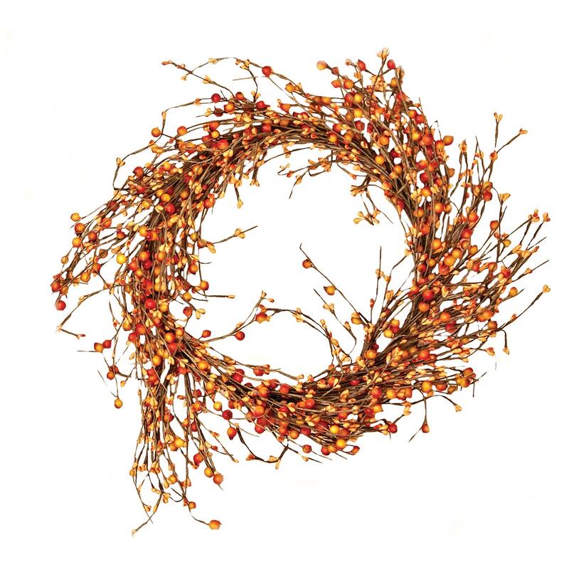 16" Mixed Berry Wreath, Orange
