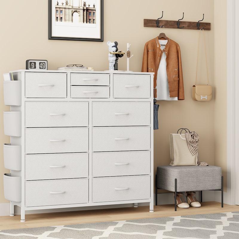 12 Drawer Dresser Fabric Tall Dressers for Bedroom Chest of Drawers