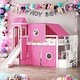 preview thumbnail 1 of 14, Twin Size Loft Bed With Tent And Tower,Kids Bedroom Sets Pink