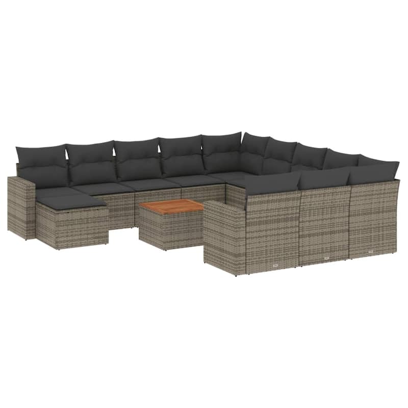 vidaXL Patio Sofa Set with Cushions Outdoor Furniture 13 Piece Poly Rattan - 21.7 x 21.7 x 14.6