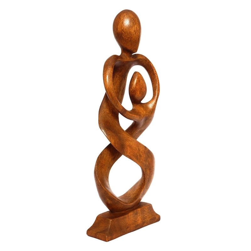 12" Wooden Handmade Abstract Sculpture Statue Handcrafted "Entwined Spirits" Gift Home Decor Figurine Decoration Hand Carved