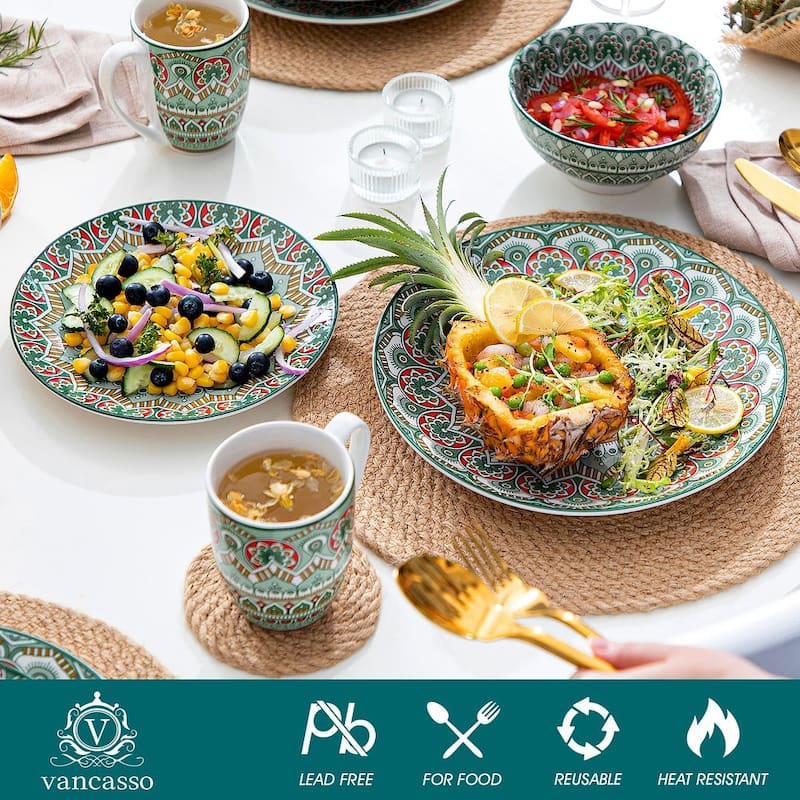 vancasso Mandala Bohemian Porcelain Dinnerware Set (Service for 4)