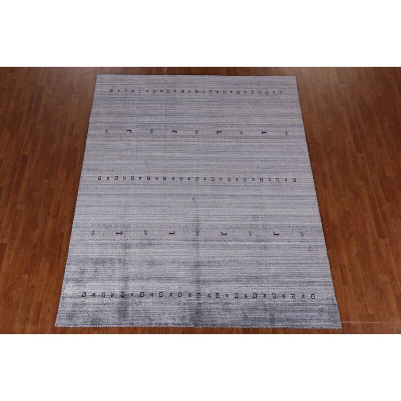 Hand Knotted Oriental 100% Wool Carpet Tribal Tribal Multi-Colored Gabbeh Area Rug - 9' 8'' X 7' 10''