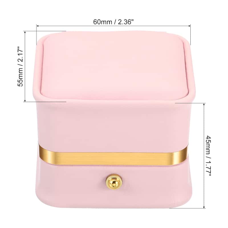 Velvet Ring Box, Single Slot Wedding Ring Box Jewelry Holder Style 2 - Pink