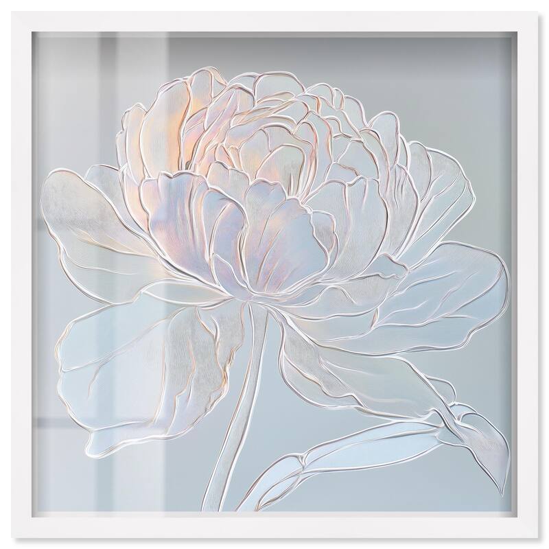 Embossed Flower II Shadowbox by Art Remedy - White - 40" x 40"