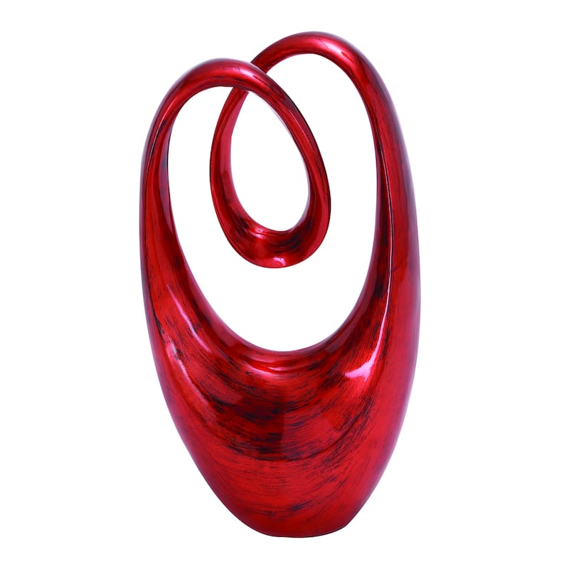 Artistic Polystone Swirl Abstract Sculpture - Orange or Red