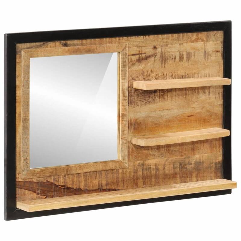 vidaXL Bathroom Mirror Natural mango wood with clear mirror - 3.1 x 31.5 x 21.7 in