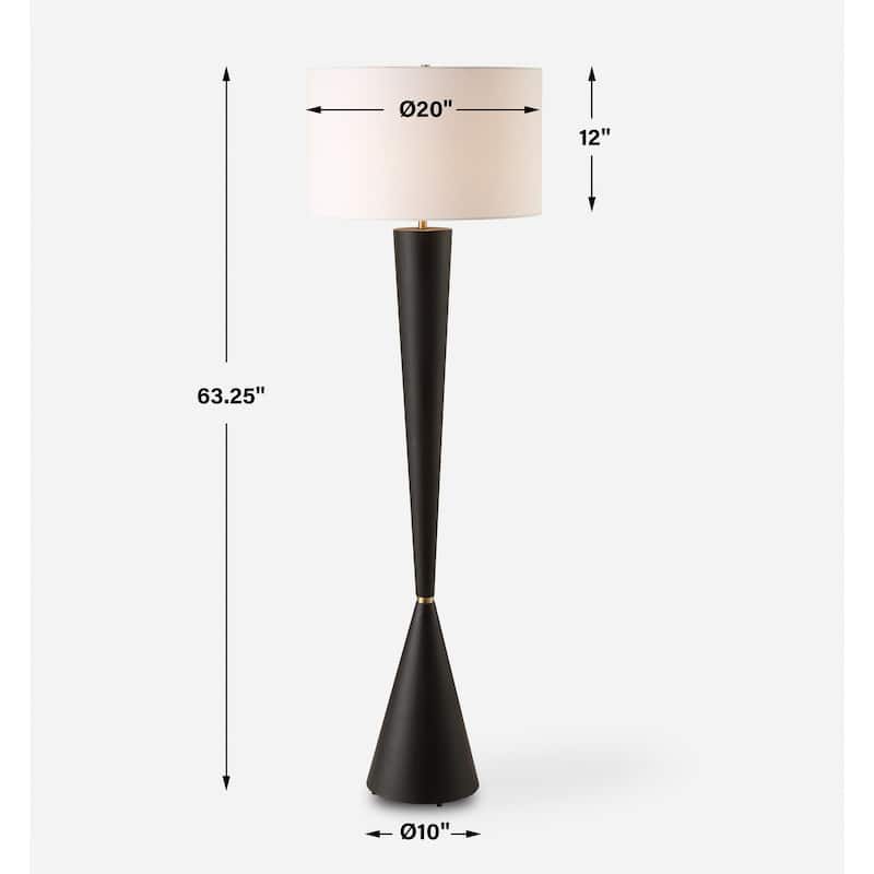 Uttermost Layla Black Tapered Floor Lamp - 63.25'' H X 20'' W X 20'' D