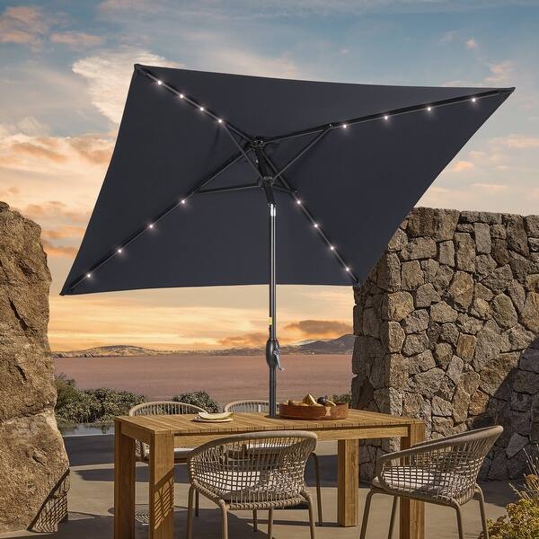 LIVOOSUN 6.5×6.5FT LED Square Patio Umbrella with UPF50+, Tilt Function, and Wind-Resistant Design——Experience Outdoor Comfort