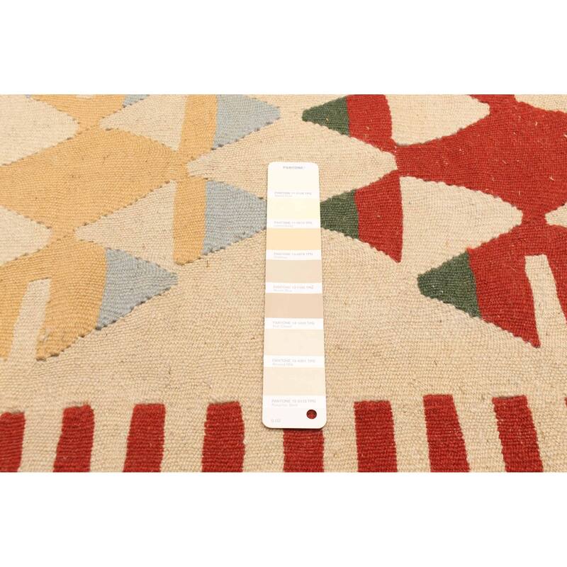 ECARPETGALLERY Flat-Weave Sivas Cream Wool Kilim - 6'4 x 8'9