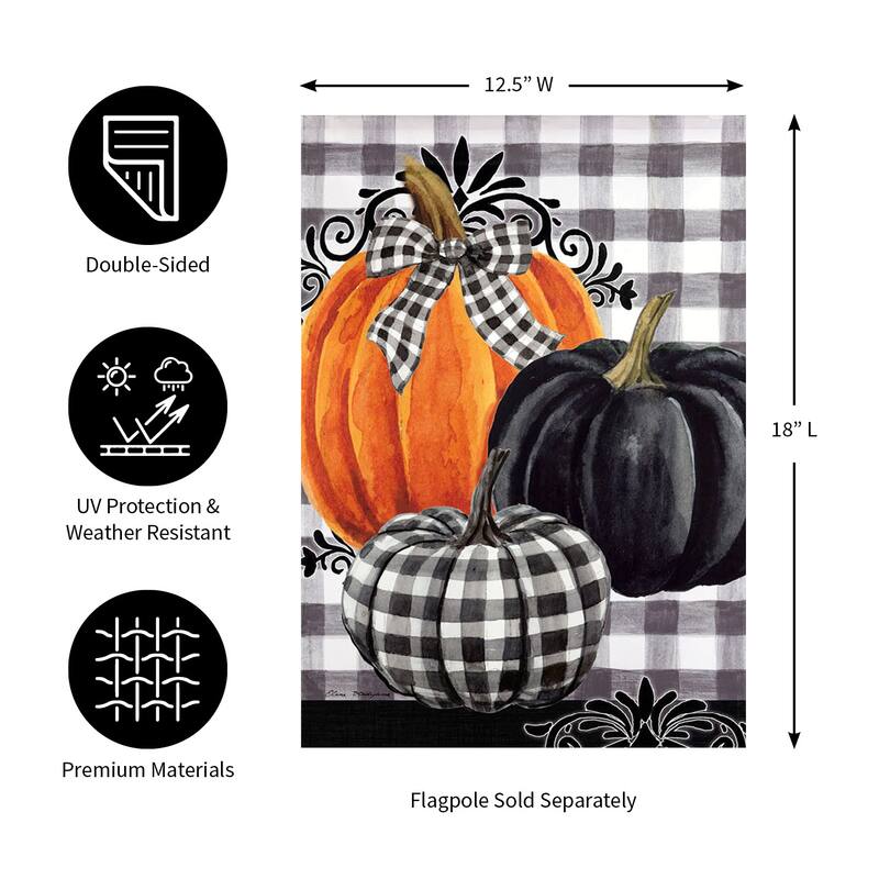 12.5 in. x 18 in. Pumpkin Check Garden Suede Flag