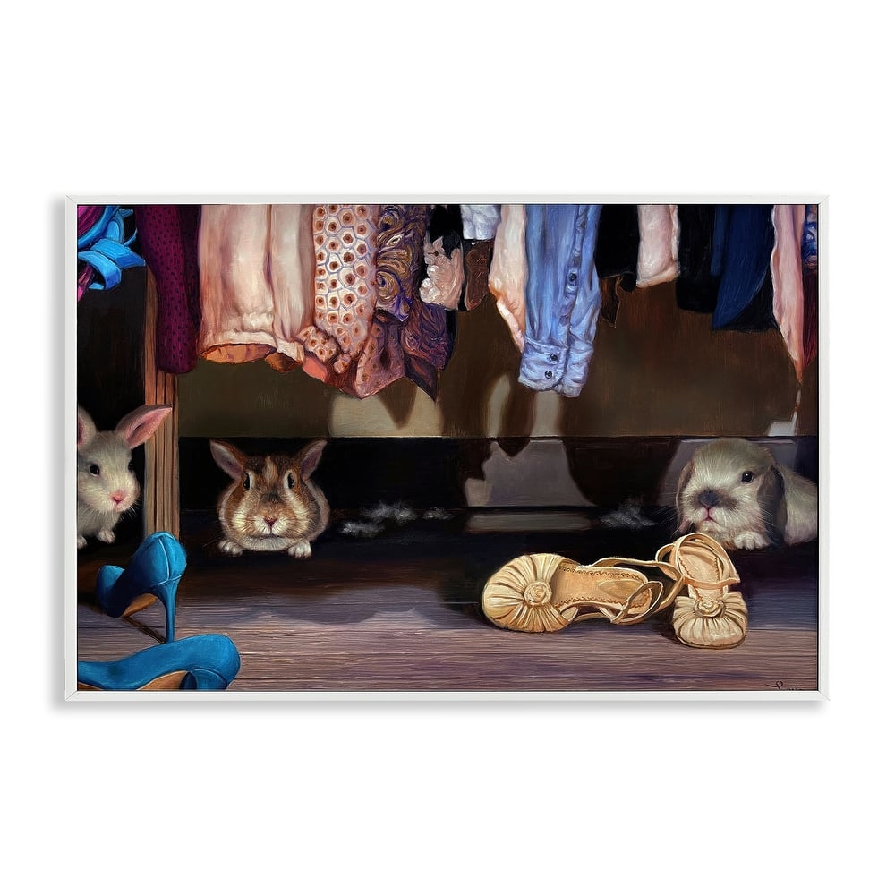 Stupell Bunnies Under Closet View Framed Giclee Art Design By Lucia Heffernan